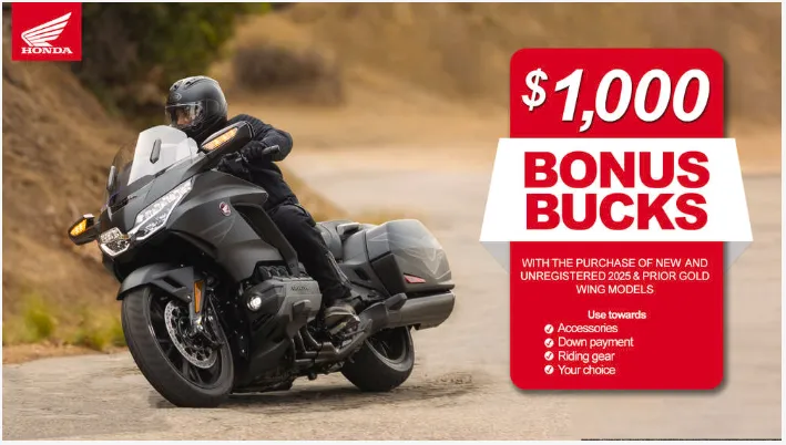 Honda – $1,000 Bonus Bucks on Wing models
